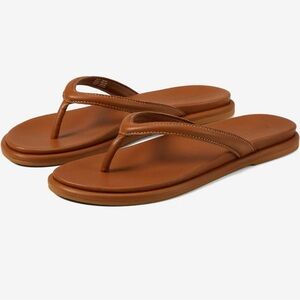 OluKai Tiare Women's Leather Sandals Flip Flops in Fox Brown, NWT, Size 8